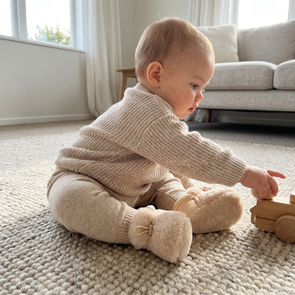 Warm & Cozy Fleece-Lined Cotton Baby Booties with Soft Soles