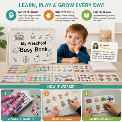 Montessori Busy Book – Reusable Preschool Learning Activity Book