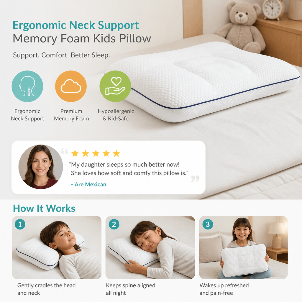 Ergonomic Neck Support Memory Foam Kids Pillow