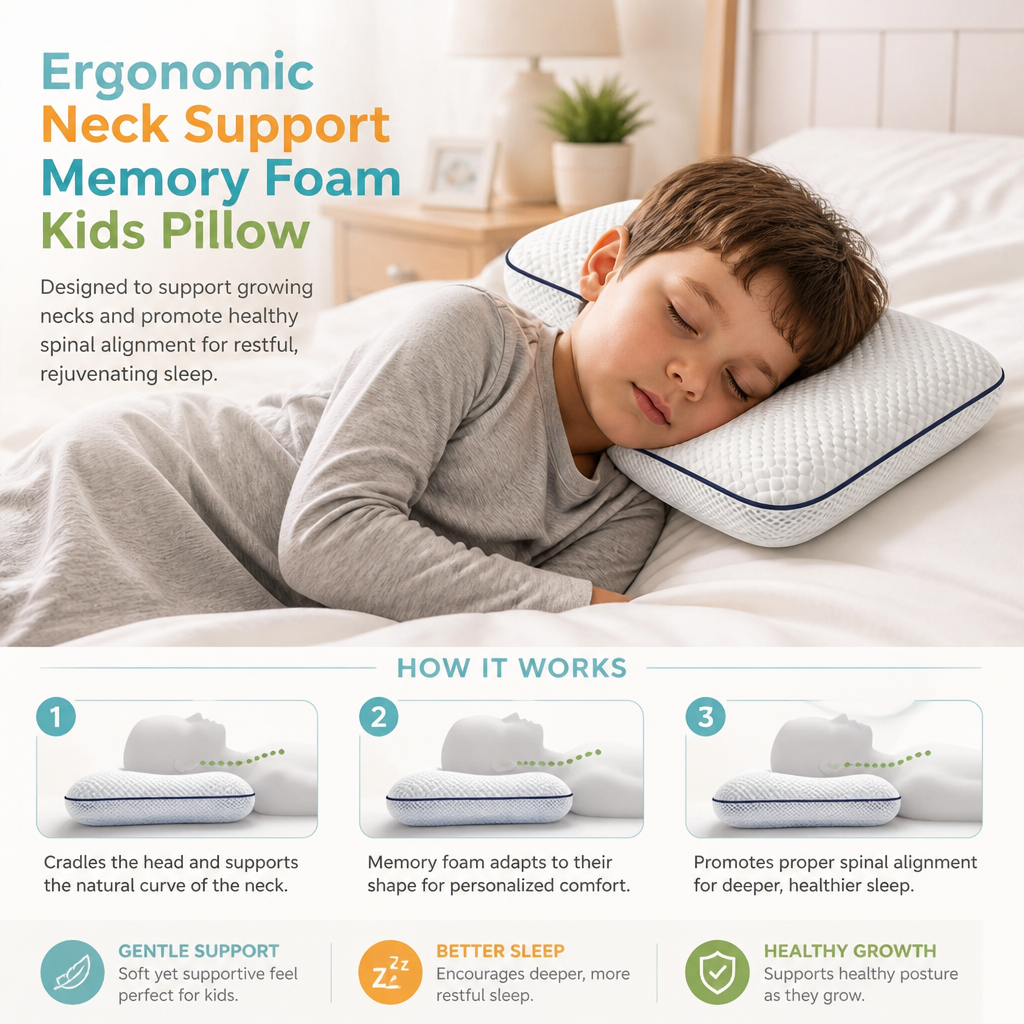 Ergonomic Neck Support Memory Foam Kids Pillow