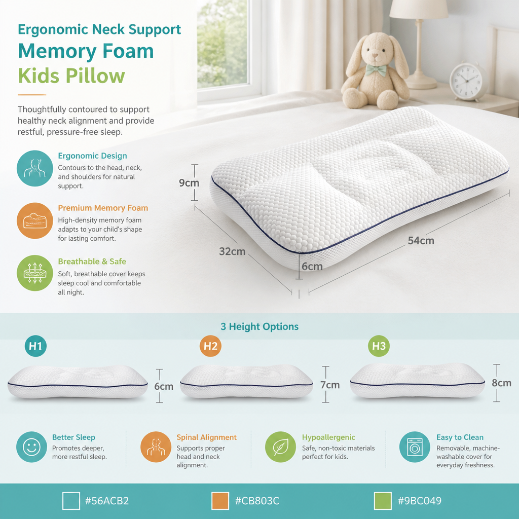 Ergonomic Neck Support Memory Foam Kids Pillow