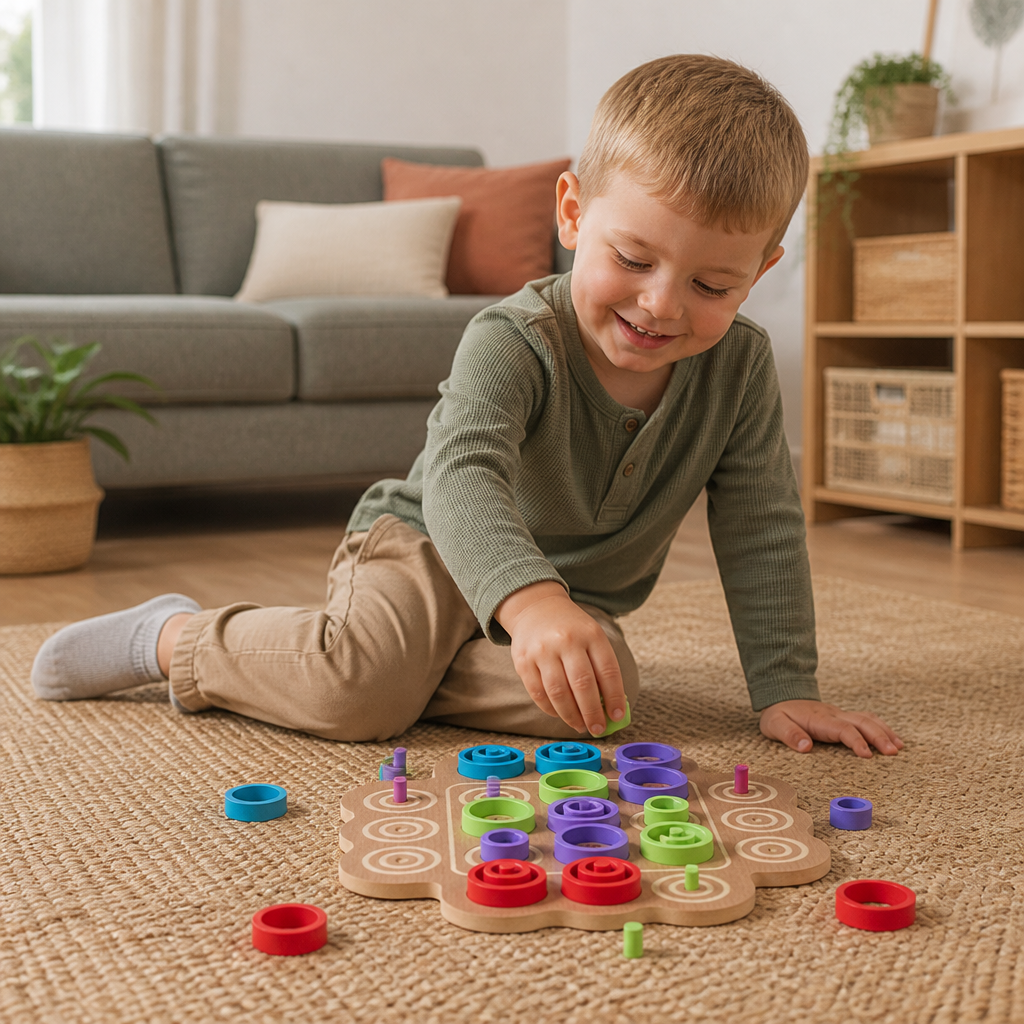 Early Educational 3-Level Wooden Tic-Tac-Toe Strategy Game