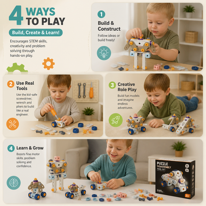 Kids’ DIY Tool Kit with Electric Drill – STEM Building Playset