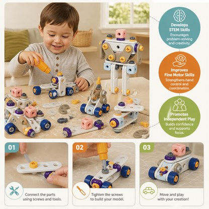 Kids’ DIY Tool Kit with Electric Drill – STEM Building Playset