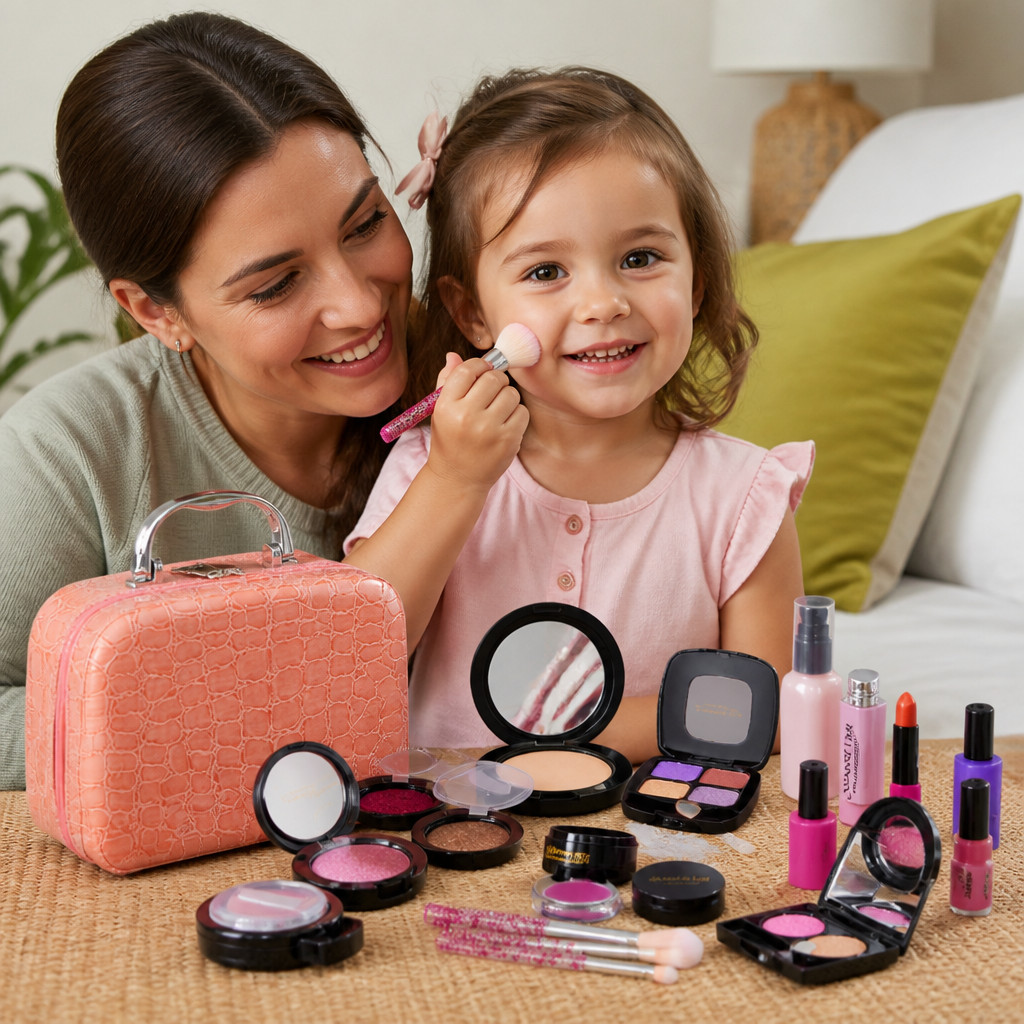 Make-up Play Set for Girls – Safe Kids Cosmetic Set with Practical Bag