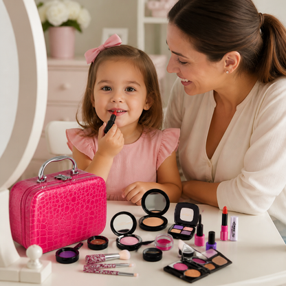 Make-up Play Set for Girls – Safe Kids Cosmetic Set with Practical Bag