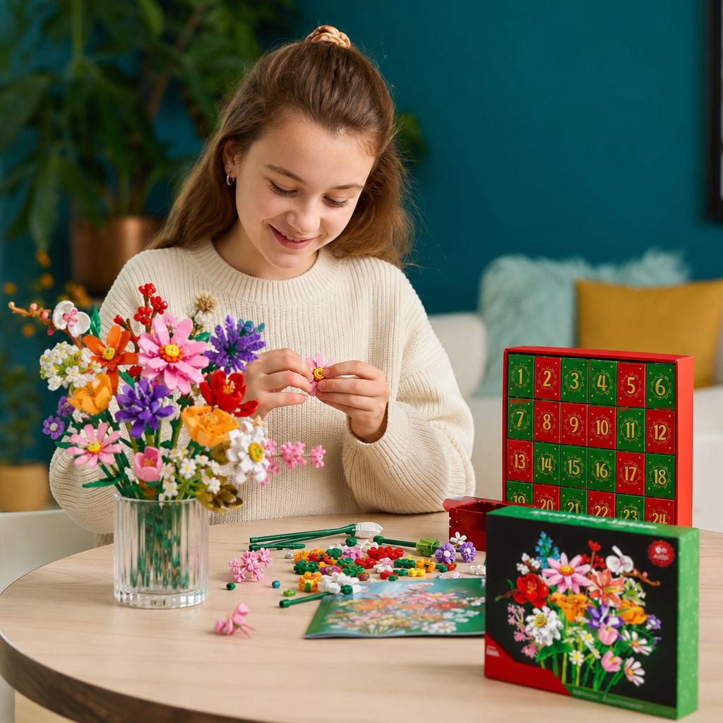Christmas Building Block Flower Bouquet Advent Calendar