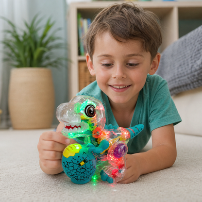 Interactive Light-Up Gear Dinosaur Toy with Music & Walking Action