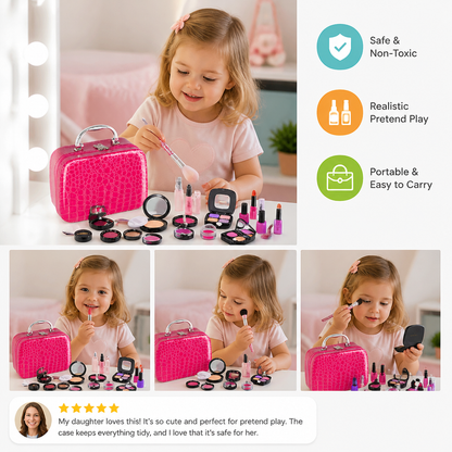 Make-up Play Set for Girls – Safe Kids Cosmetic Set with Practical Bag