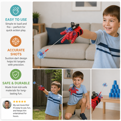 Superhero Web Launcher Glove Set – Wrist String Shooter with Suction Darts