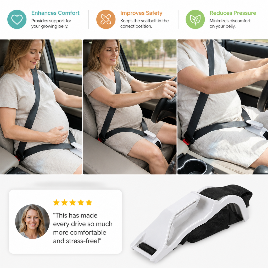 Car Travel Maternity Belly Support Strap – Adjustable & Comfortable Pregnancy Support