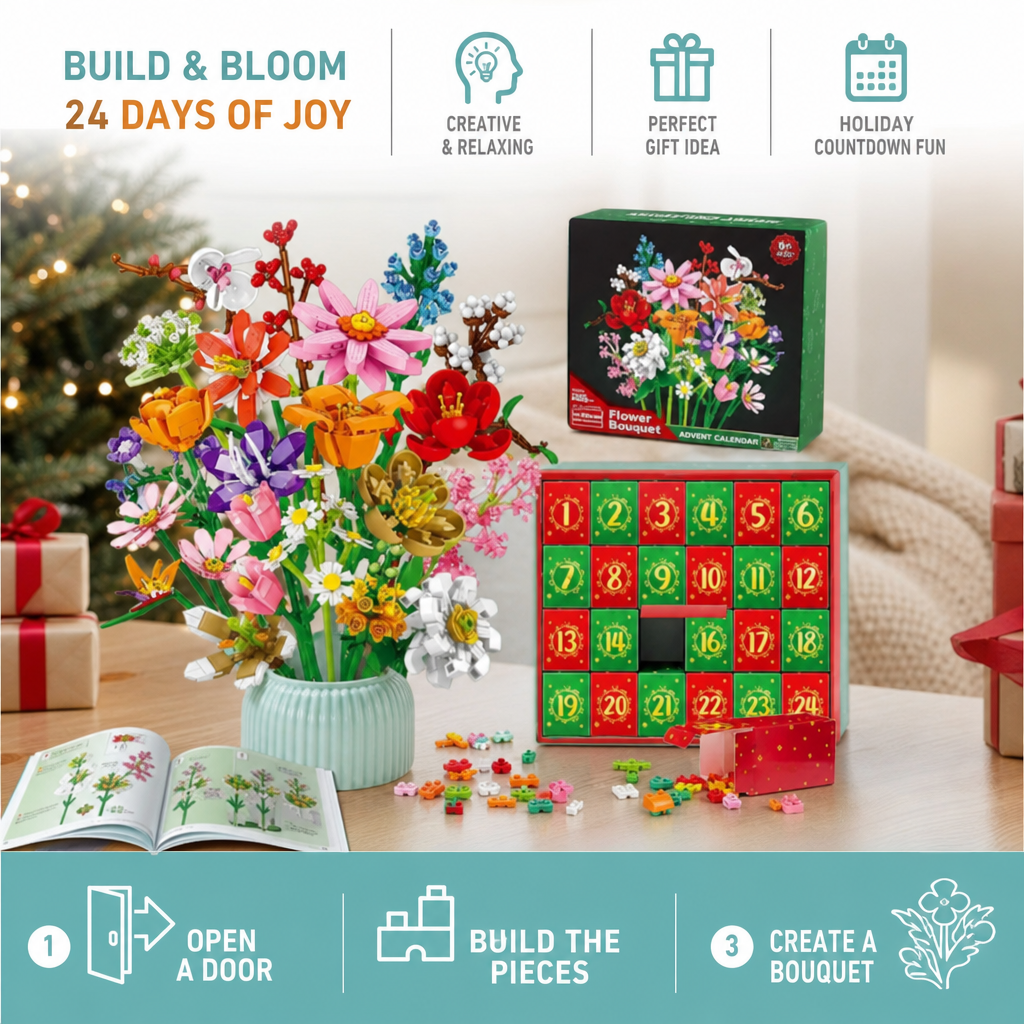 Christmas Building Block Flower Bouquet Advent Calendar