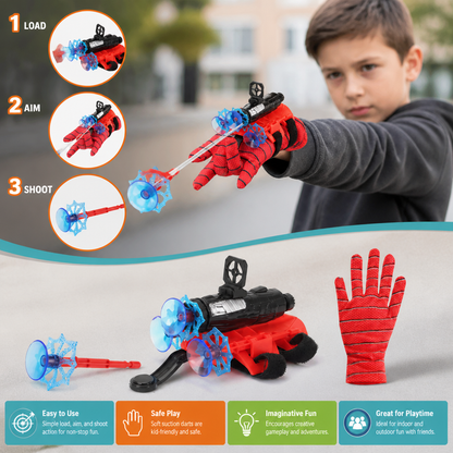 Superhero Web Launcher Glove Set – Wrist String Shooter with Suction Darts