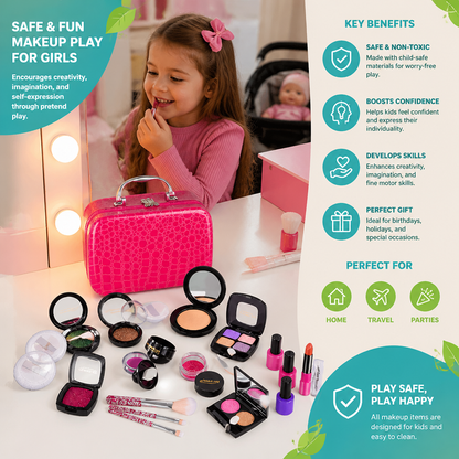 Make-up Play Set for Girls – Safe Kids Cosmetic Set with Practical Bag