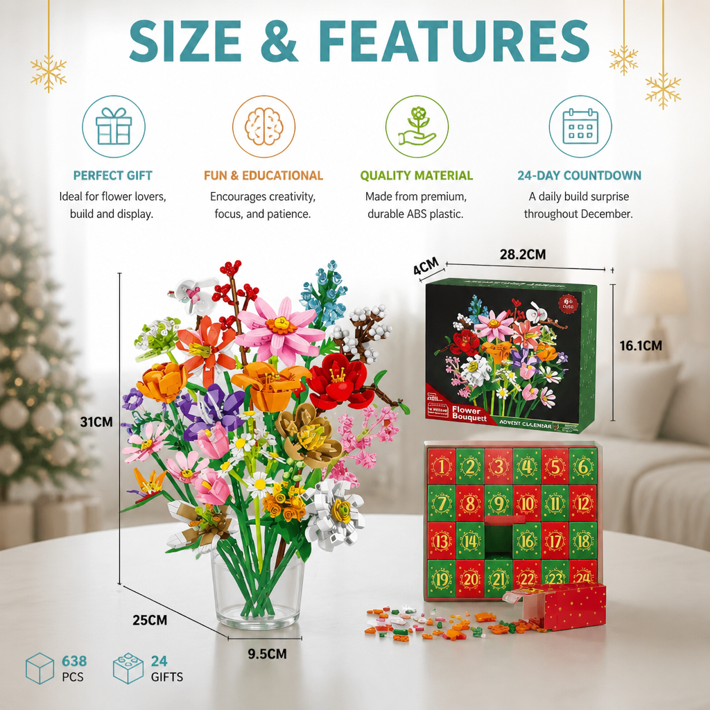 Christmas Building Block Flower Bouquet Advent Calendar