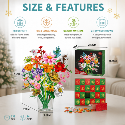 Christmas Building Block Flower Bouquet Advent Calendar