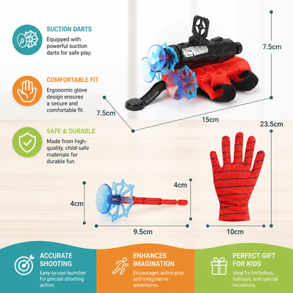 Superhero Web Launcher Glove Set – Wrist String Shooter with Suction Darts