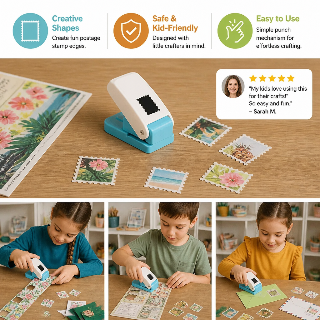DIY Postage Stamp Paper Punch for Kids’ Arts & Crafts