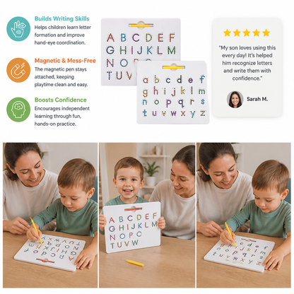 2-in-1 Magnetic Letter Tracing Board for Uppercase & Lowercase Writing Practice