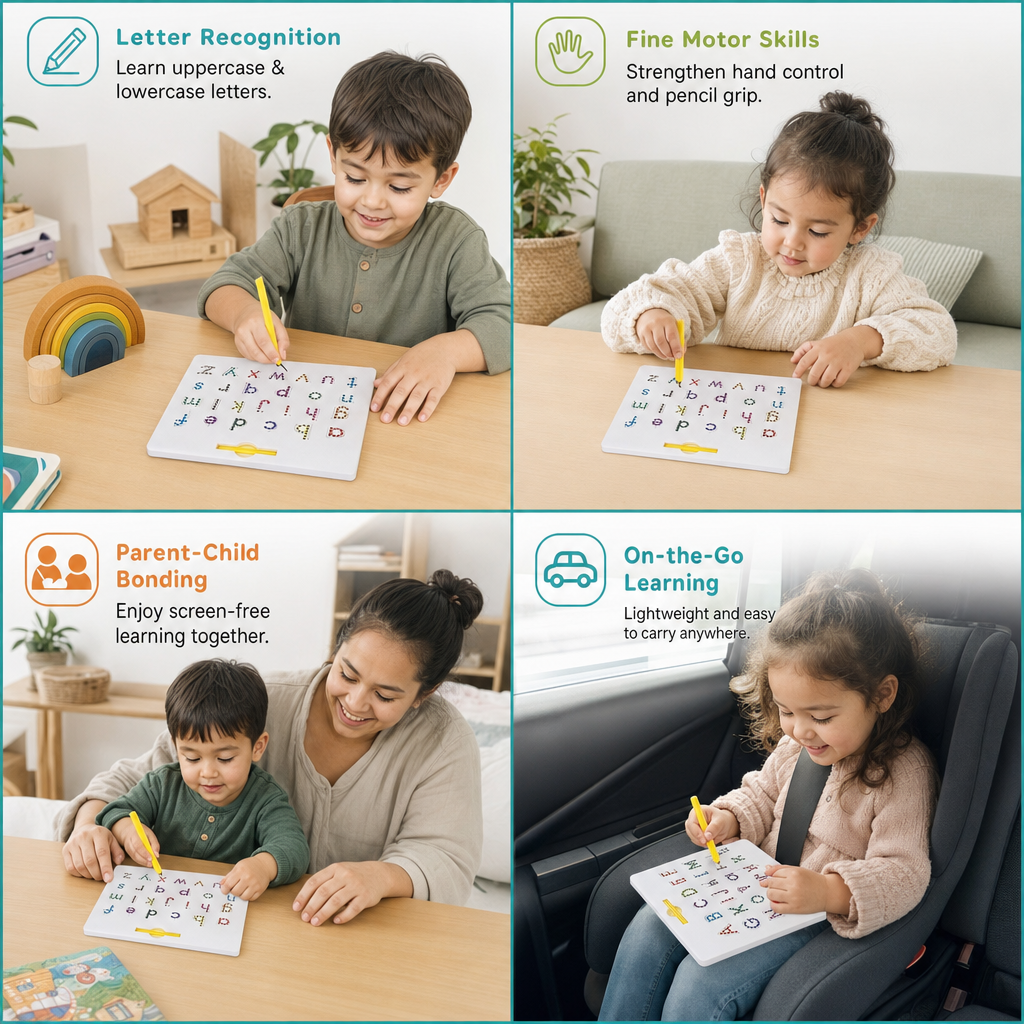 2-in-1 Magnetic Letter Tracing Board for Uppercase & Lowercase Writing Practice