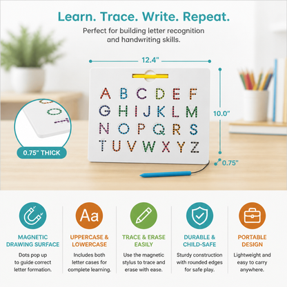 2-in-1 Magnetic Letter Tracing Board for Uppercase & Lowercase Writing Practice