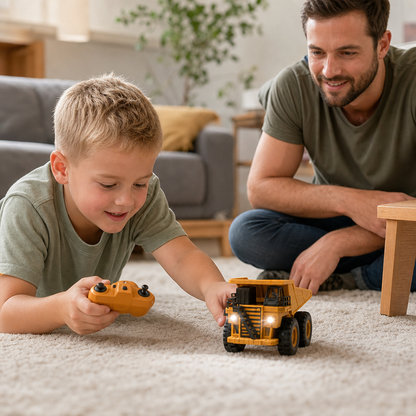 Remote-Controlled Dump Truck with Lights – Construction Vehicle Toy
