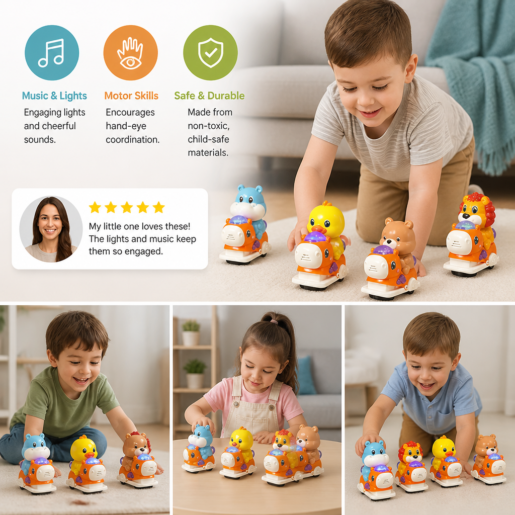 Interactive Animal Swing Toy with Music & Lights