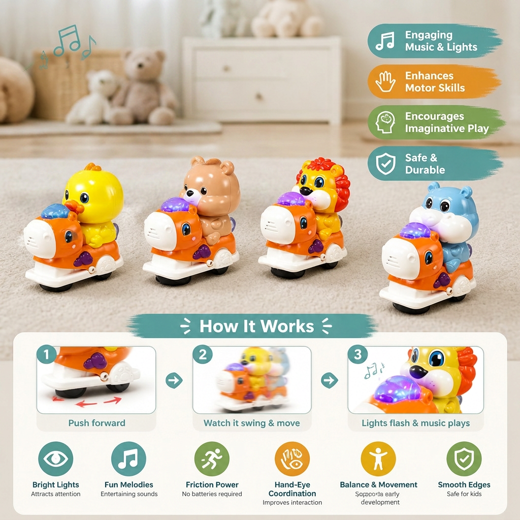 Interactive Animal Swing Toy with Music & Lights