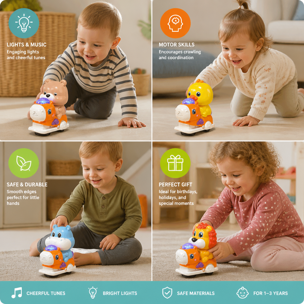 Interactive Animal Swing Toy with Music & Lights