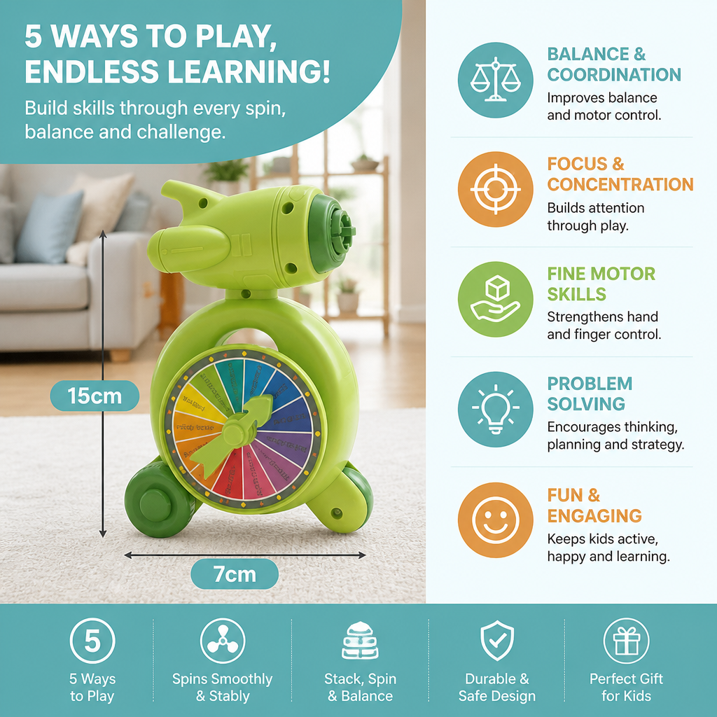 5-in-1 Gyro Educational Toy – Spinning, Balancing & Stacking Skill Game for Kids
