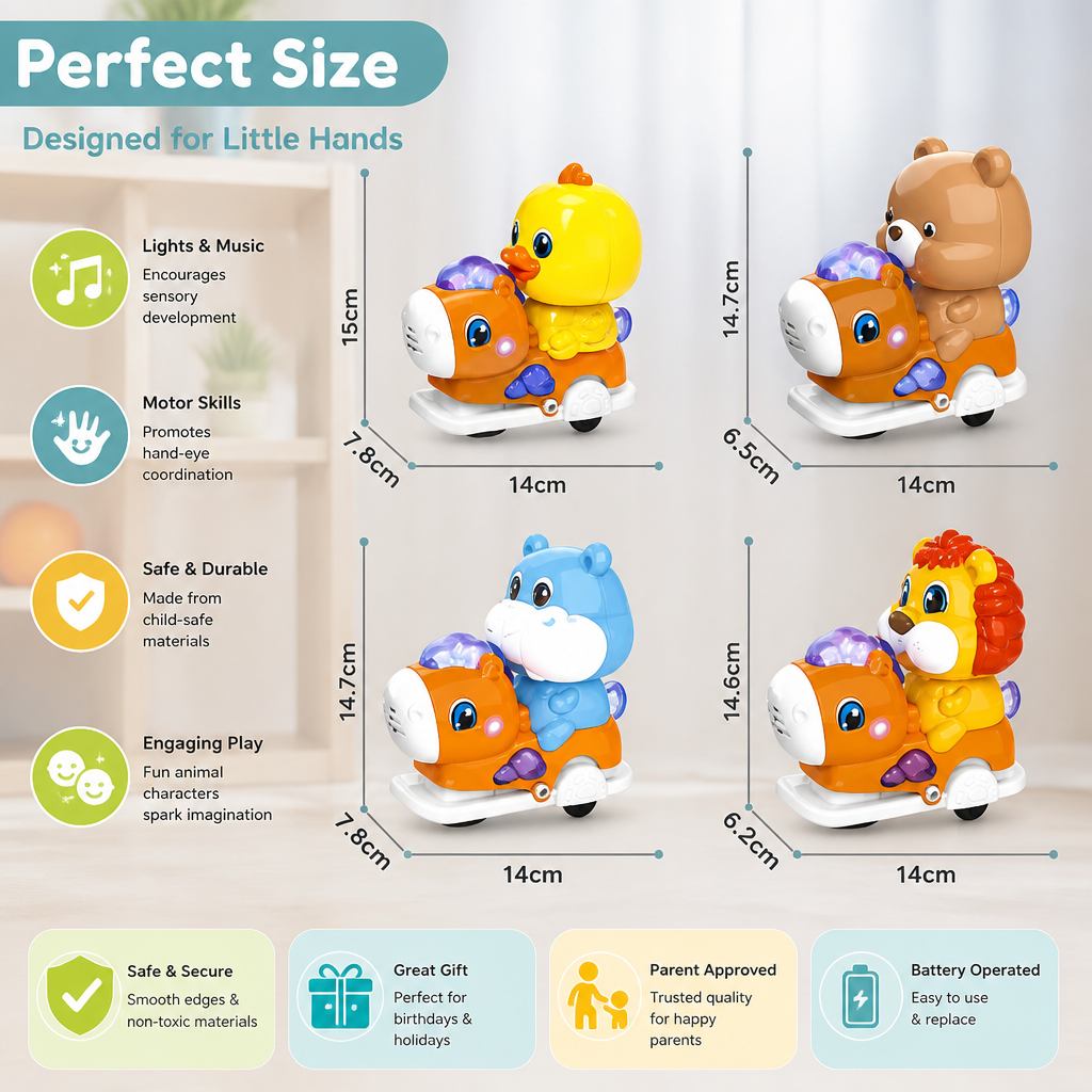 Interactive Animal Swing Toy with Music & Lights