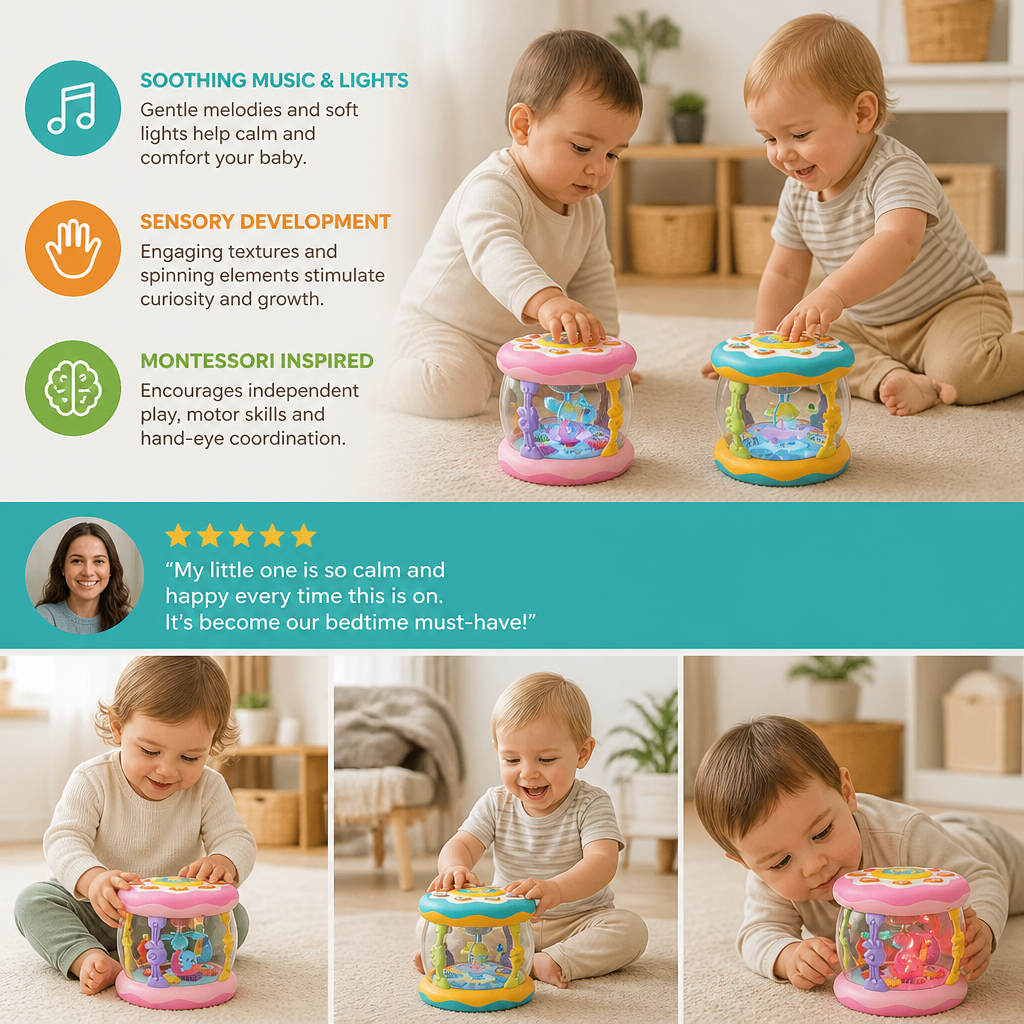 Interactive Musical Toy with Lights – Montessori Sensory & Soothing Lullaby Toy