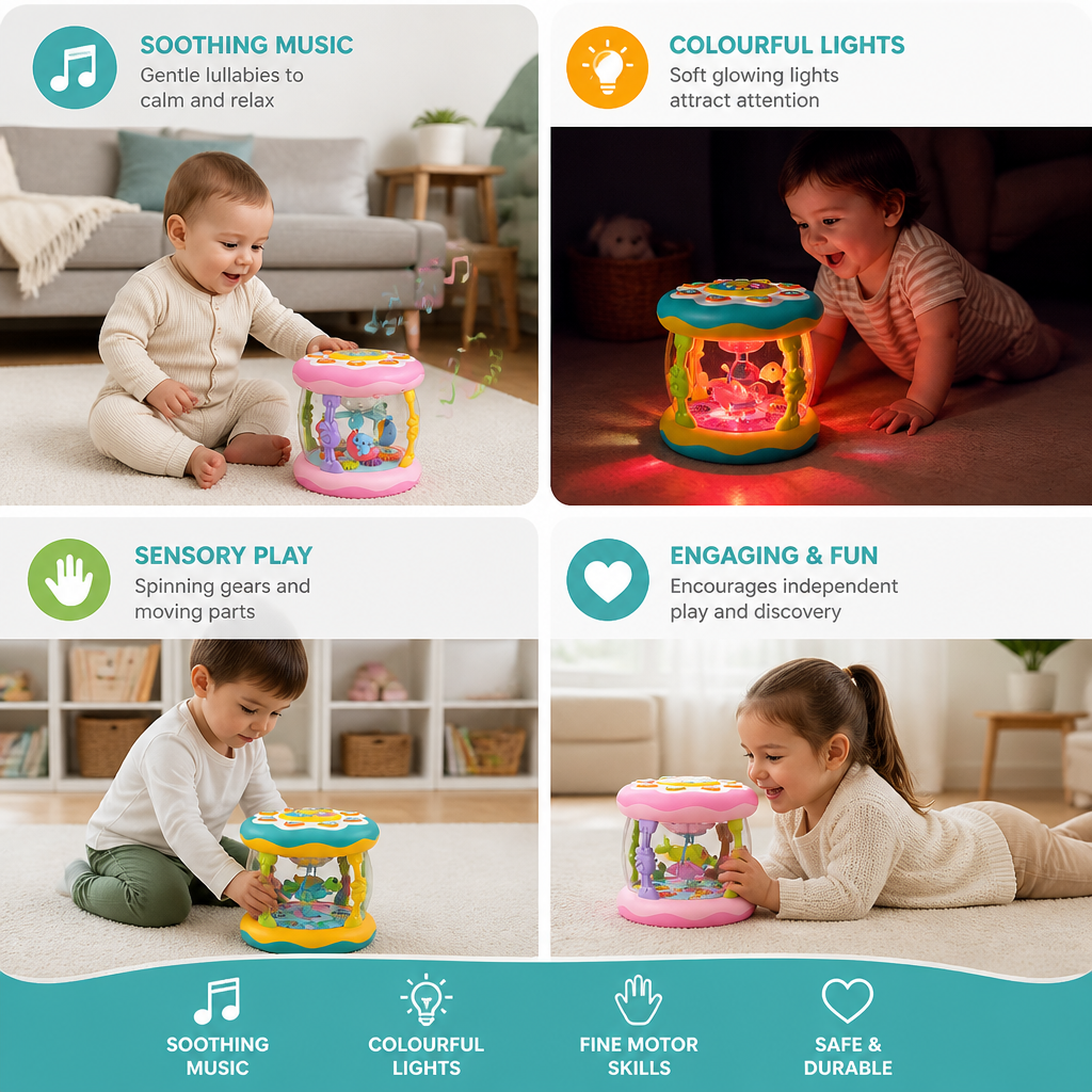 Interactive Musical Toy with Lights – Montessori Sensory & Soothing Lullaby Toy