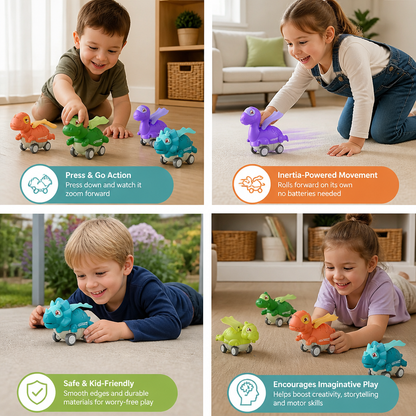 Press & Go Dinosaur Cars – Rolling Dinosaur Toys for Kids