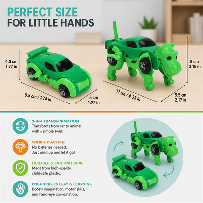 Wind-Up Transforming Animal Car Toy