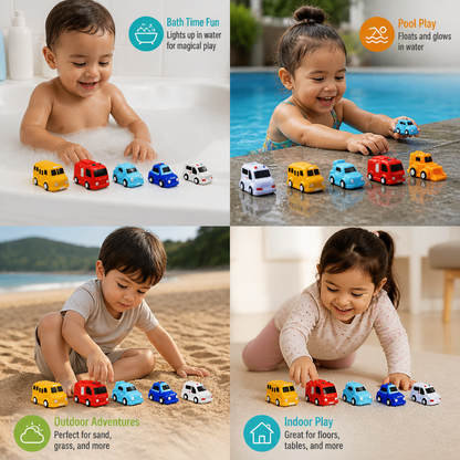 Light-Up Bath Toy Car Set – Water-Activated Baby Bath Toys