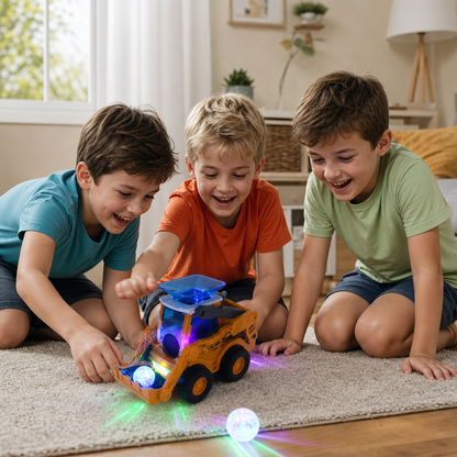 Interactive Light-Up Construction Bulldozer with Ball Launcher for Kids
