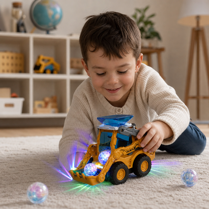 Interactive Light-Up Construction Bulldozer with Ball Launcher for Kids