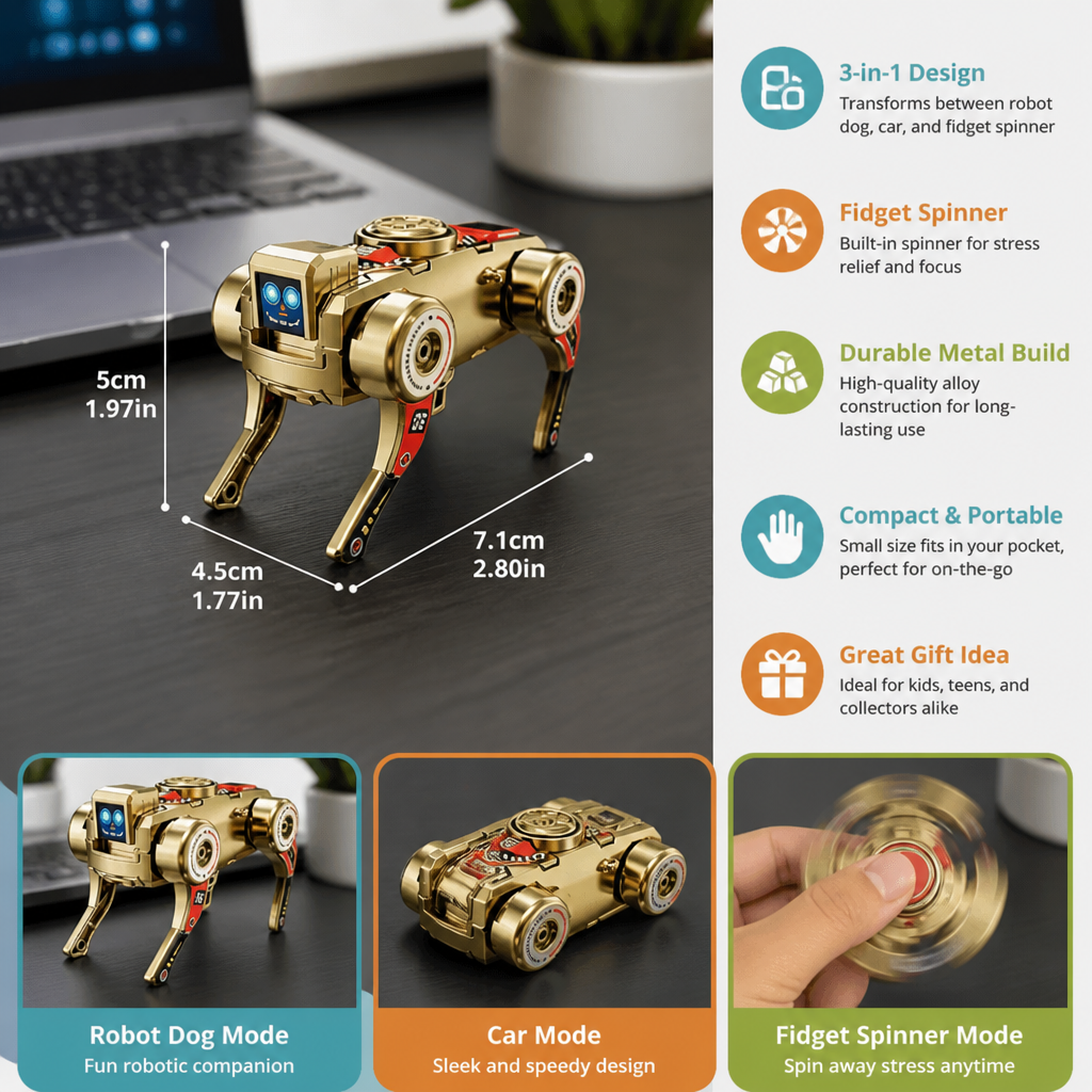 3-in-1 Mechanical Robot Dog Fidget Spinner Toy