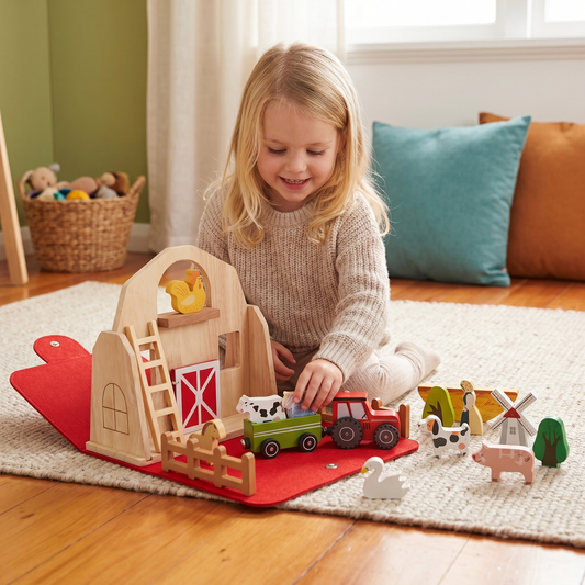 Montessori Wooden & Felt Farm Travel Toy – Perfect for On-the-Go Play