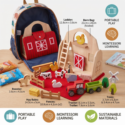 Montessori Wooden & Felt Farm Travel Toy – Perfect for On-the-Go Play