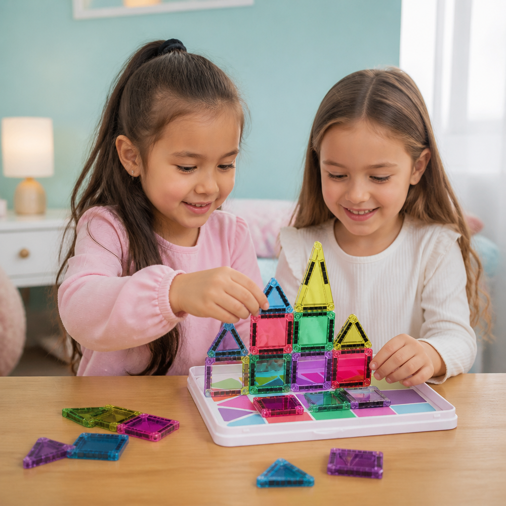 Compact Magnetic Tiles – 40-Piece Montessori Travel Set