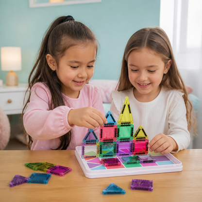 Compact Magnetic Tiles – 40-Piece Montessori Travel Set