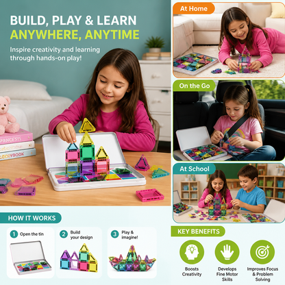Compact Magnetic Tiles – 40-Piece Montessori Travel Set