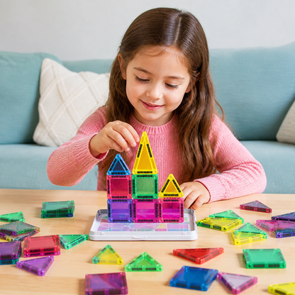 Compact Magnetic Tiles – 40-Piece Montessori Travel Set