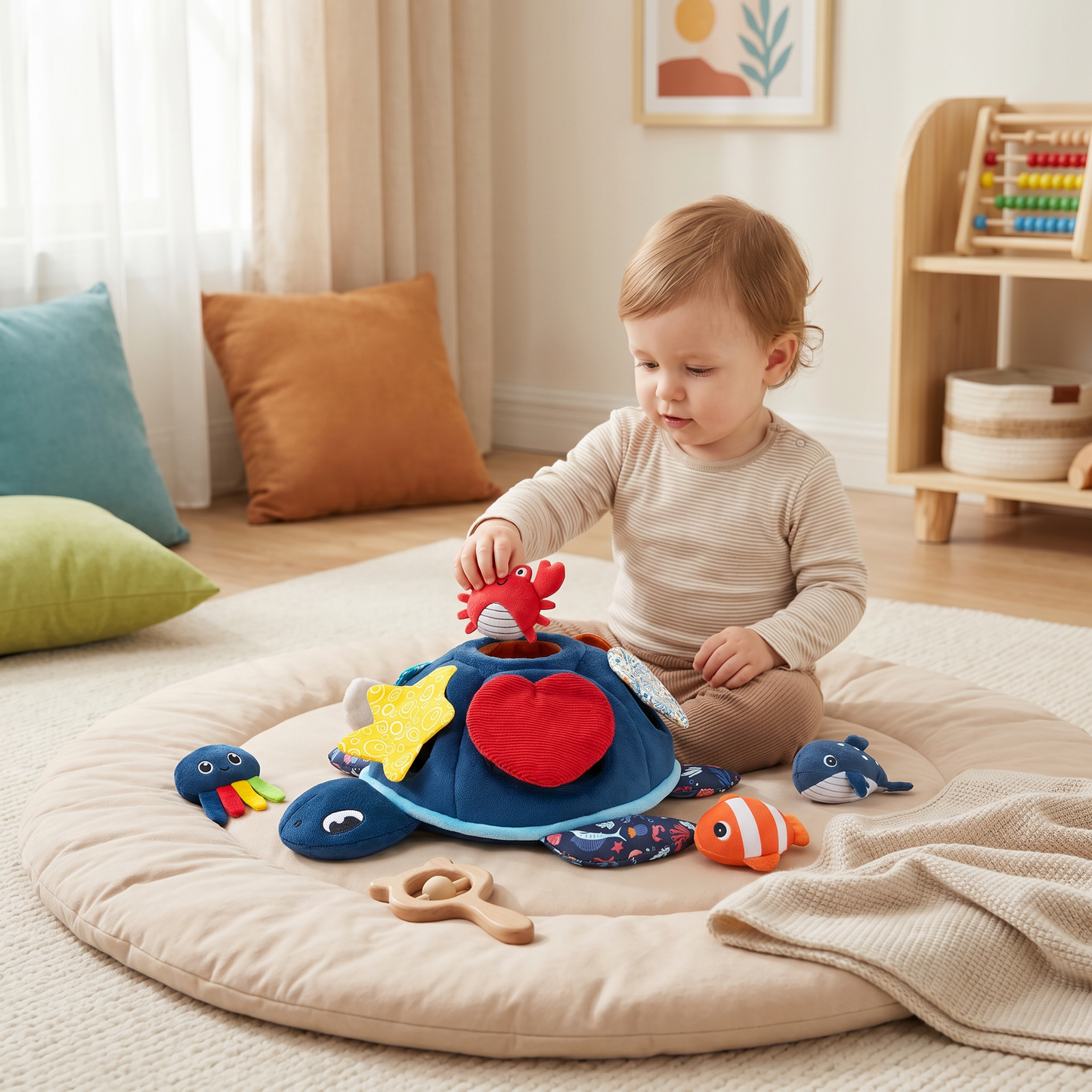 Montessori Turtle Activity Toy – Soft Sensory Play for Kids
