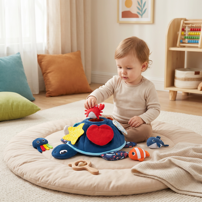 Montessori Turtle Activity Toy – Soft Sensory Play for Kids