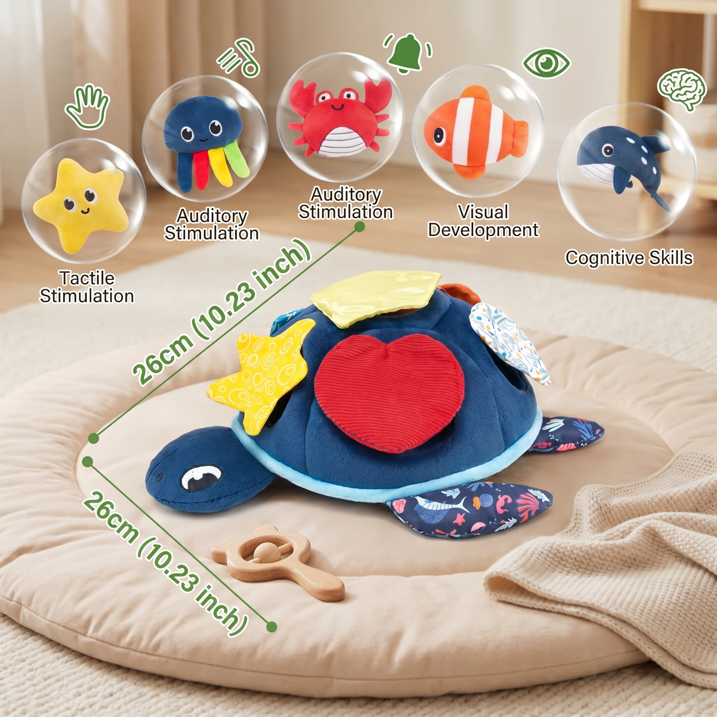 Montessori Turtle Activity Toy – Soft Sensory Play for Kids