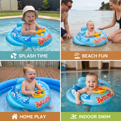 Baby Shark Pool Float with Steering Wheel for Toddlers