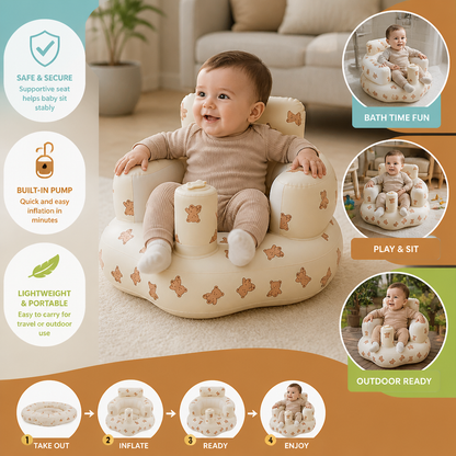 Inflatable Baby Floor Seat with Built-In Pump – Portable & Foldable
